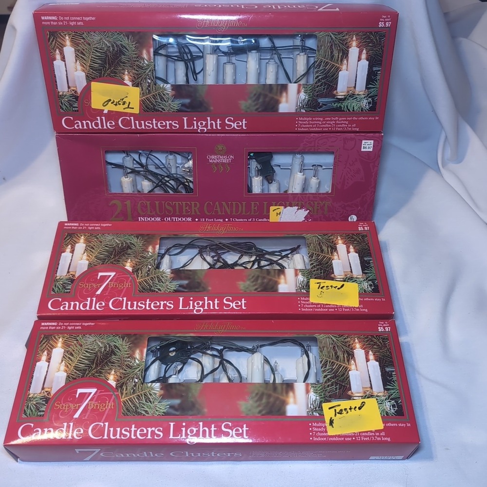 4x Vintage Dripping Candle Clusters Christmas Tree Lights 21 Lights Per Box